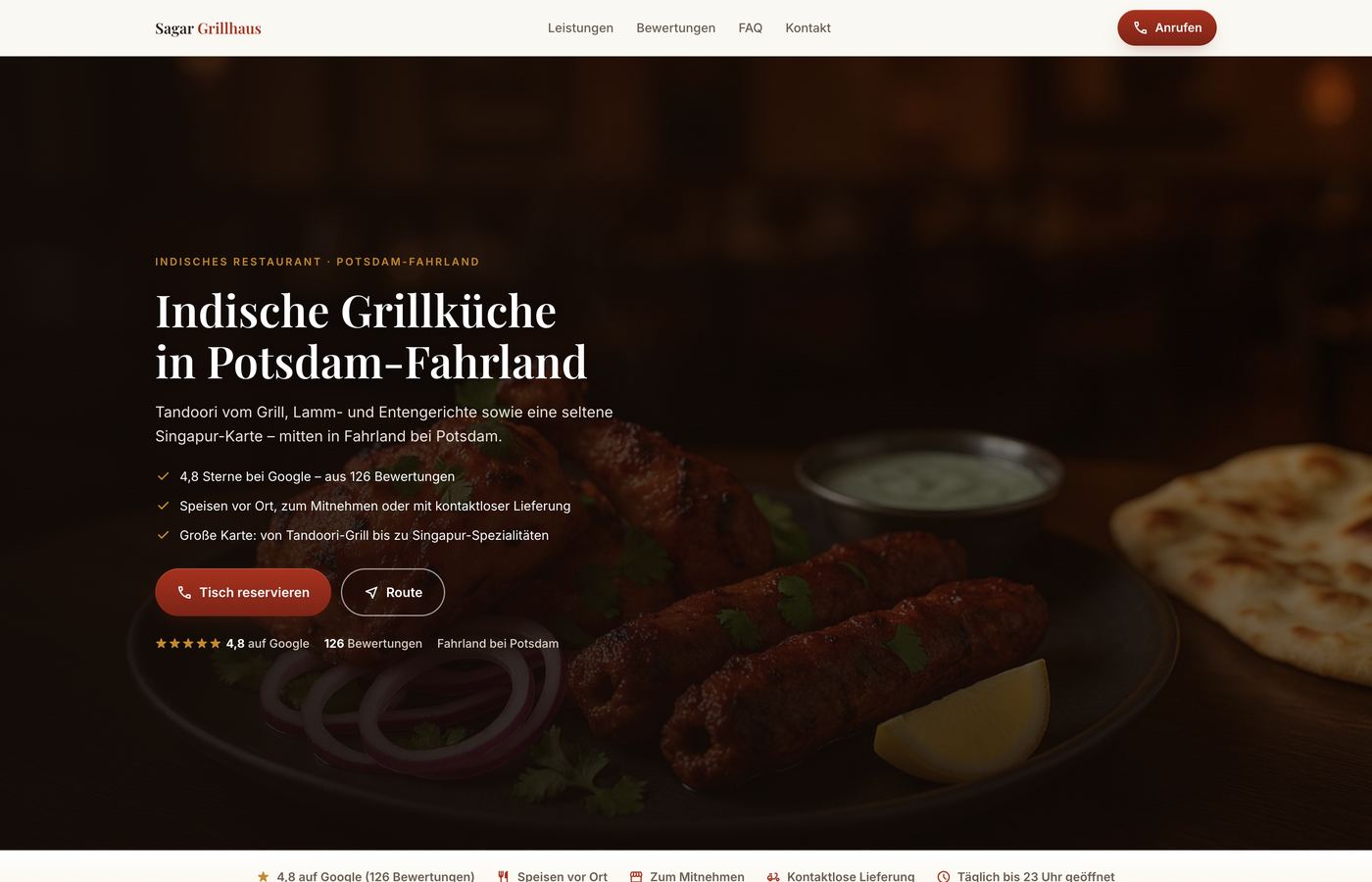 Website-Entwurf für ein Gastronomiebetrieb