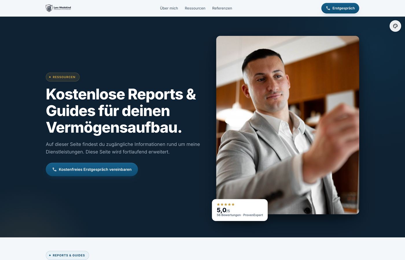 Website-Entwurf für einen Vermögensaufbau-Coach